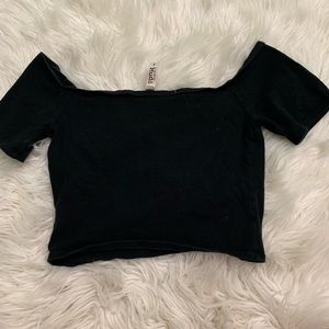 Black off shoulder crop top